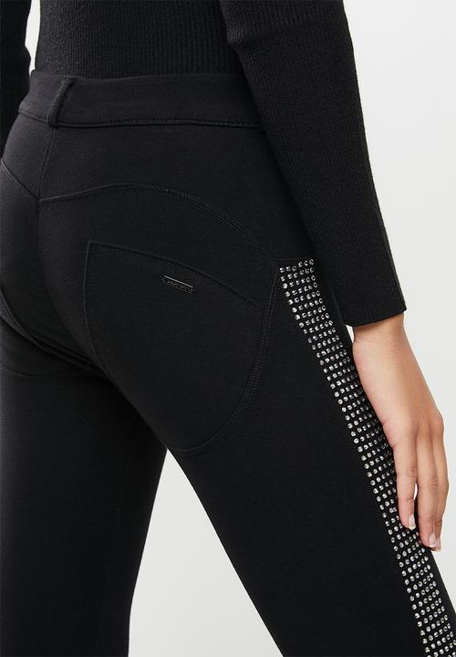 SISSY BOY - Joey: knit jegging with side bling tape - black