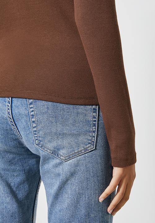 Superbalist - 2-pack lycra rib poloneck tops - brown & tan