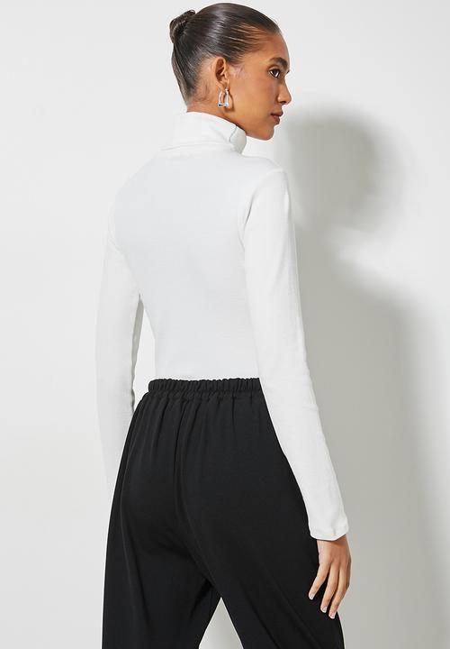 Superbalist - 2-pack lycra rib poloneck tops - white & green