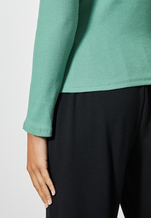 Superbalist - 2-pack lycra rib poloneck tops - white & green