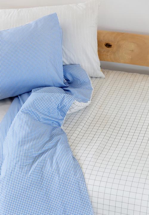 Phlo Studio - Gingham duvet cover set - blue & white
