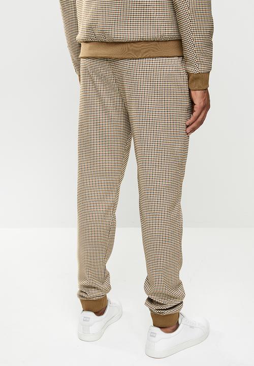 Jonathan D - Check trouser with elasticated waistband - brown & black