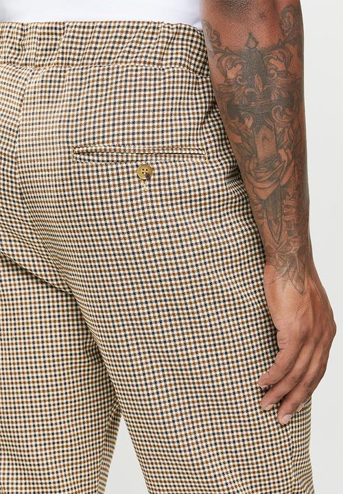 Jonathan D - Check trouser with elasticated waistband - brown & black
