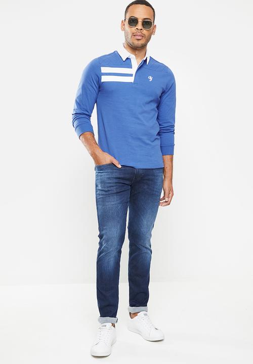 Aca Joe - Aca joe laid on stripe rugby jersey - blue