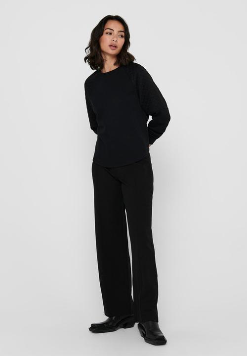 Jacqueline de Yong - Napa long sleeve raglan sweat - black