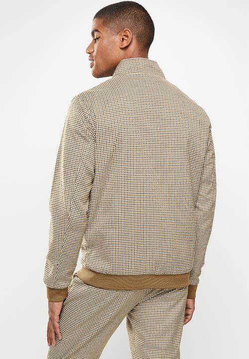 Jonathan D - Zip through check blouson - brown & black