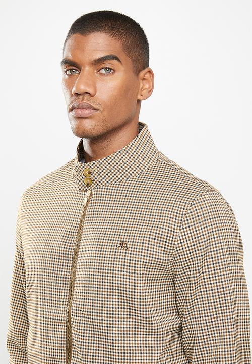 Jonathan D - Zip through check blouson - brown & black