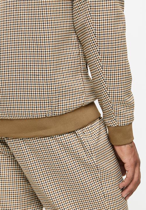 Jonathan D - Zip through check blouson - brown & black
