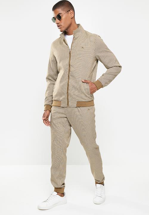 Jonathan D - Zip through check blouson - brown & black