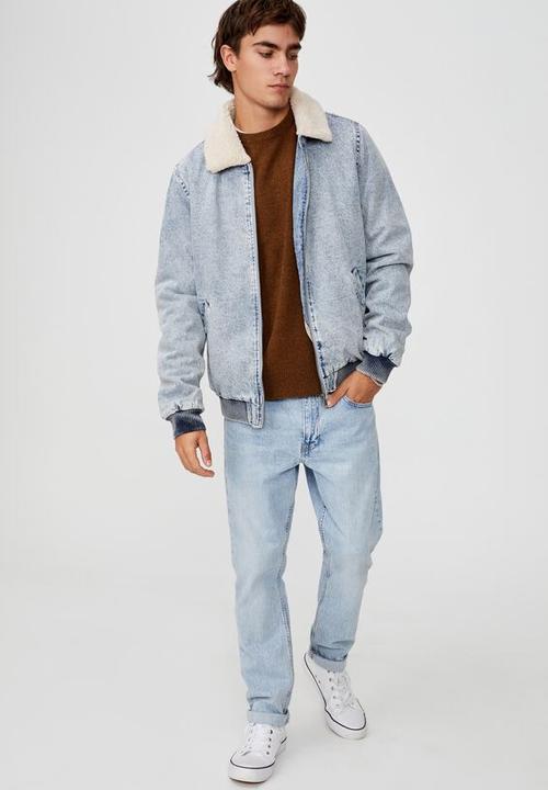 Cotton On - Sherpa collar bomber jacket - blue