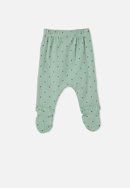 Cotton On - Organic newborn footed legging - smashed avo/petrol teal betty spot