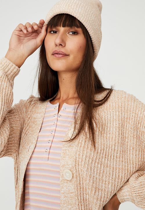 Rubi - Knit ribbed beanie - almond butter marle