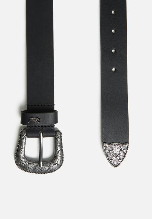 POLO - Lee leather belt - black