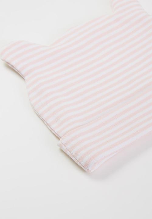 Little Lumps - Stripey ear hat - pink & white