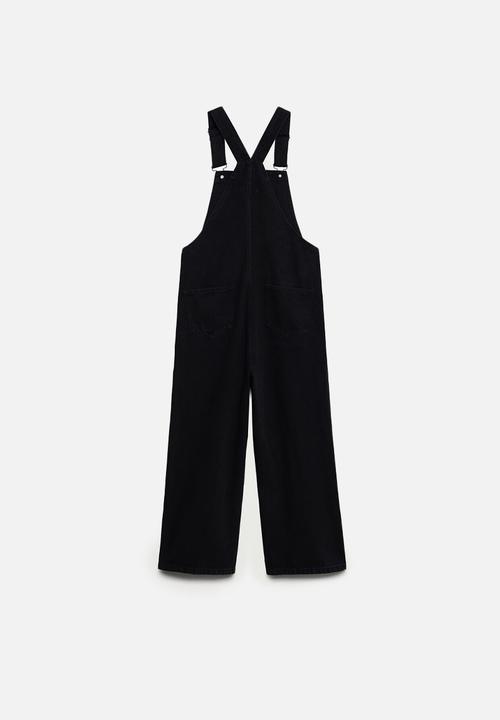 MANGO - Amber dungarees - black