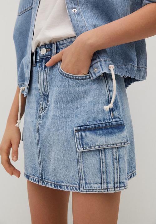 MANGO - Cargo skirt - blue