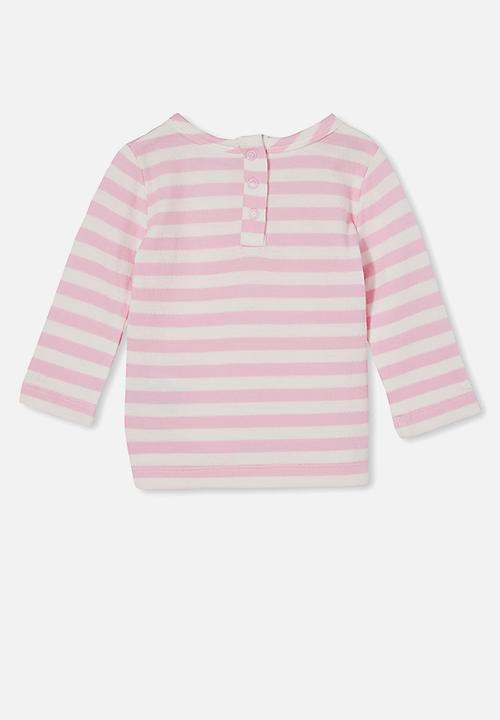 Cotton On - Lenny long sleeve top - pink & white 