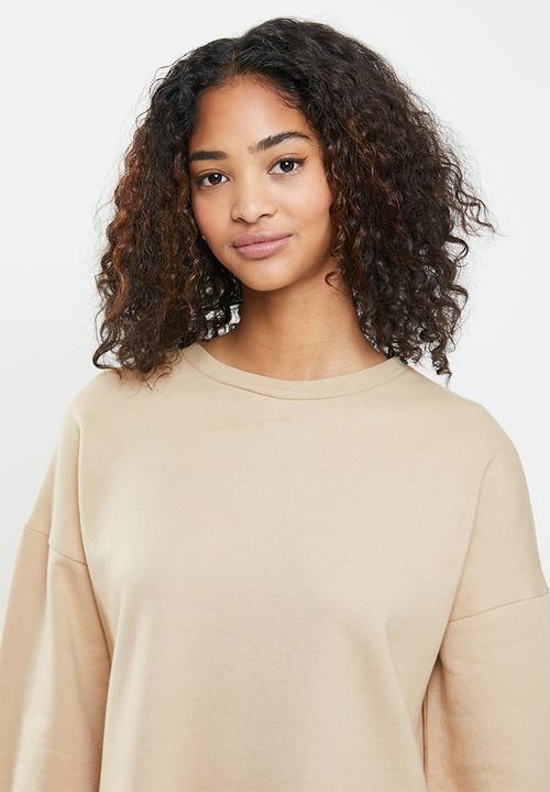 Blake - Fleece drop waist mini dress - beige 