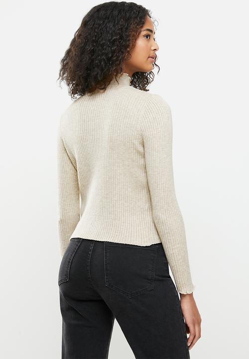 Cotton On - Ultimate variegated ribbed mock neck - taupe