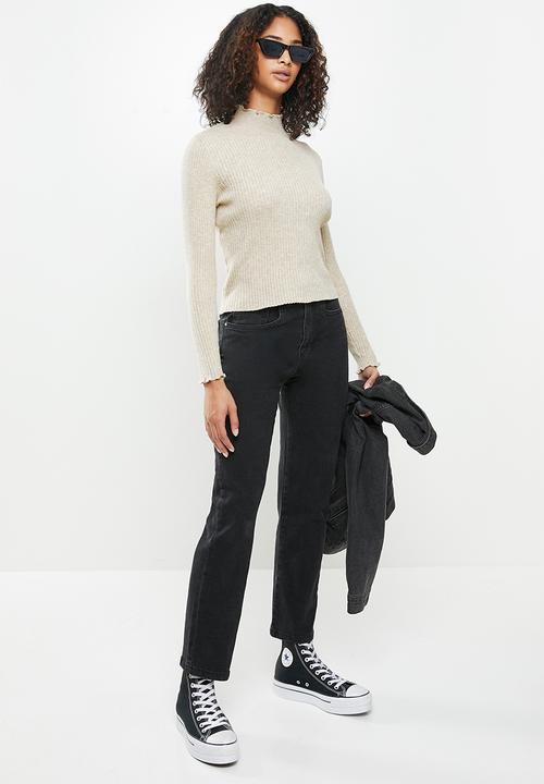 Cotton On - Ultimate variegated ribbed mock neck - taupe