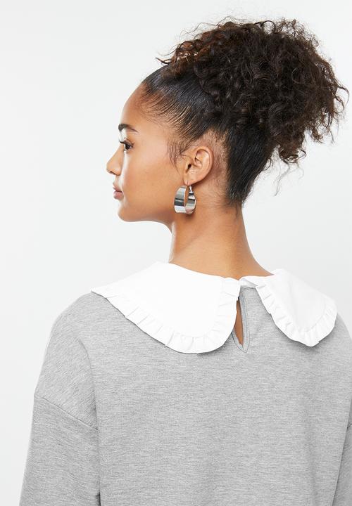 Blake - Fleece combo sweater with peterpan collar - grey 