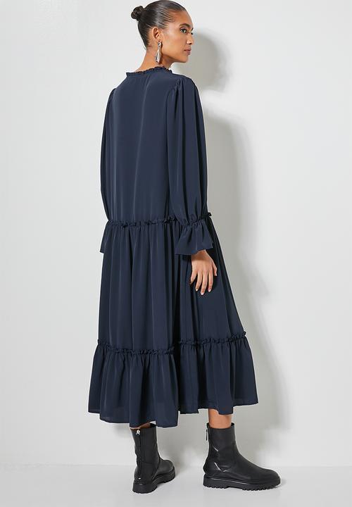 Superbalist - Volume tiered dress - navy