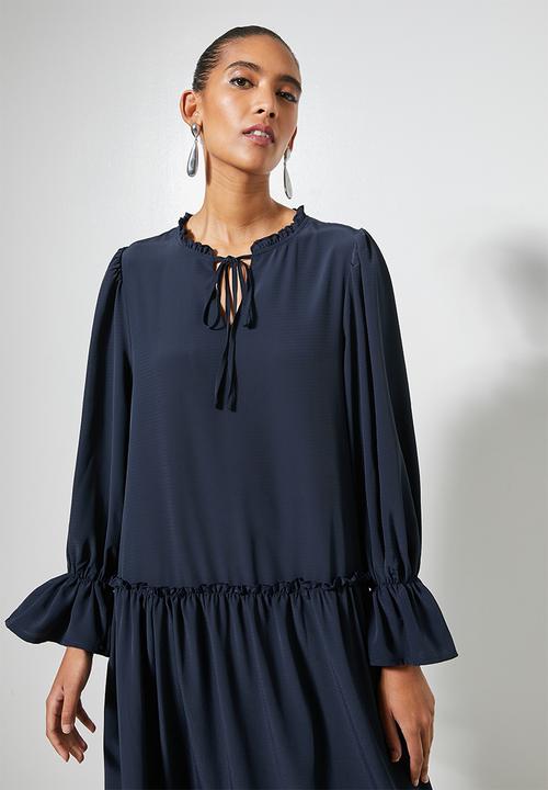 Superbalist - Volume tiered dress - navy