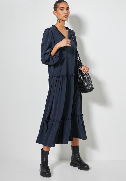 Superbalist - Volume tiered dress - navy