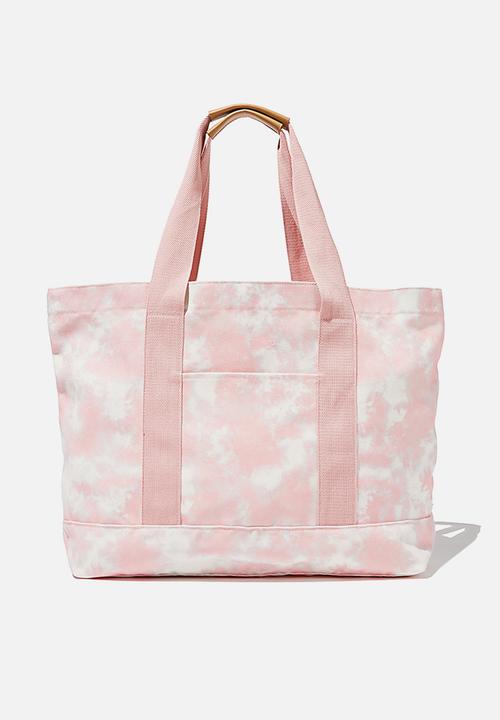 Rubi - Day tripper canvas tote - sugar pink tie dye