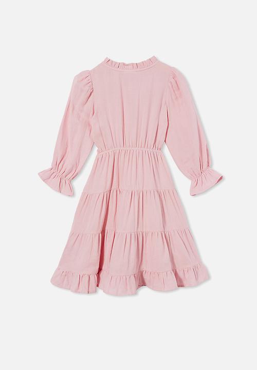 Cotton On - Andie long sleeve dress - pink