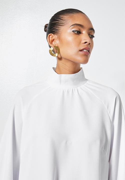 Superbalist - Combo fabric longline shell - white