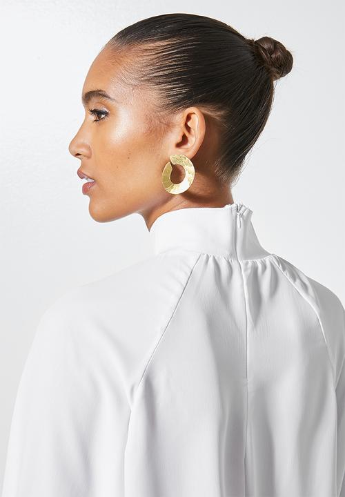 Superbalist - Combo fabric longline shell - white