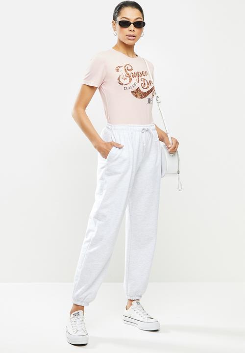 Superdry. - Script sequin tee - light pink