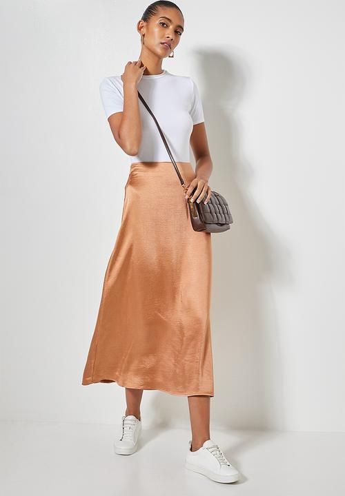 Superbalist - Lux bias slip skirt - bronze