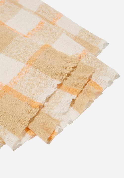 Rubi - Brady blanket scarf - warm stone bec check