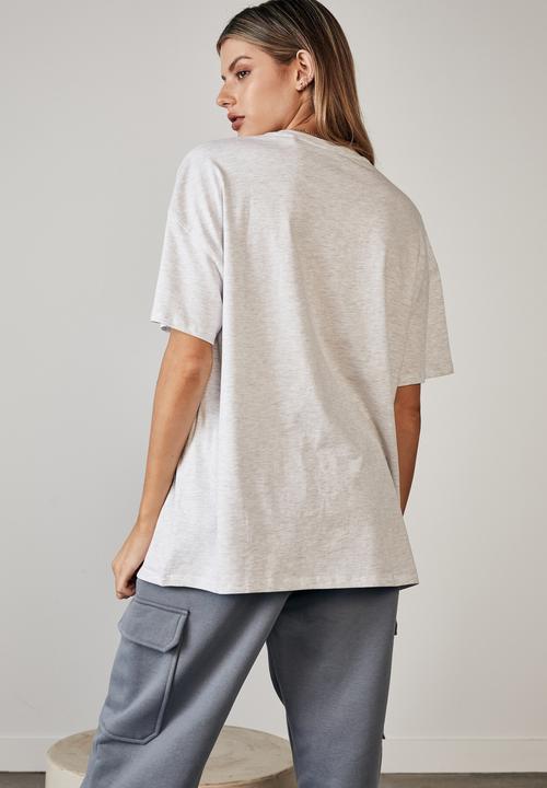 Factorie - Super relaxed graphic tee - silver marle