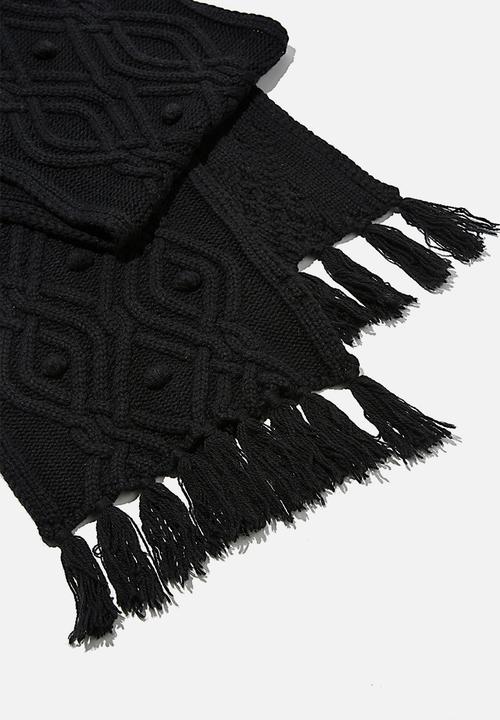 Rubi - Heritage knit scarf - black cable knit