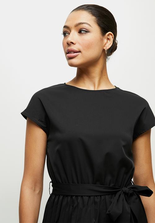 edit - Pleated combo dress dress - black
