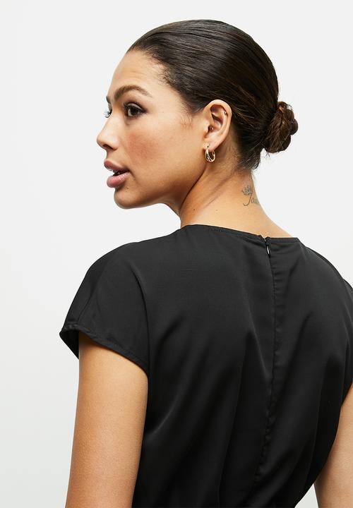edit - Pleated combo dress dress - black