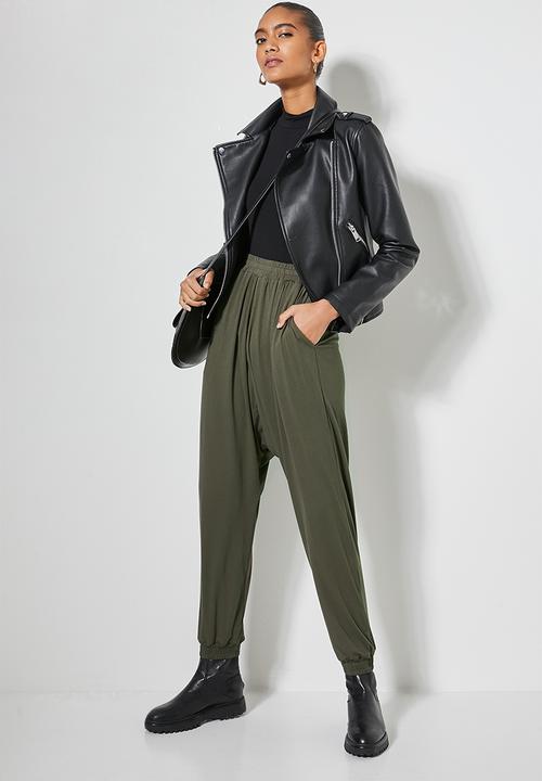 Superbalist - Drop crotch knit jogger - dark olive