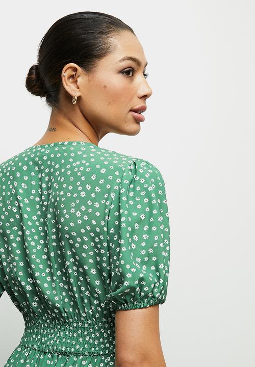 edit - Puff sleeve tiered maxi dress - green 