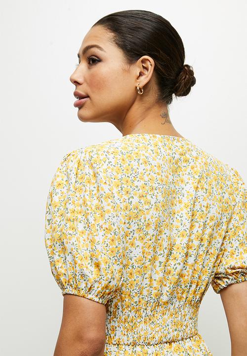 edit - Puff sleeve tiered maxi dress - yellow