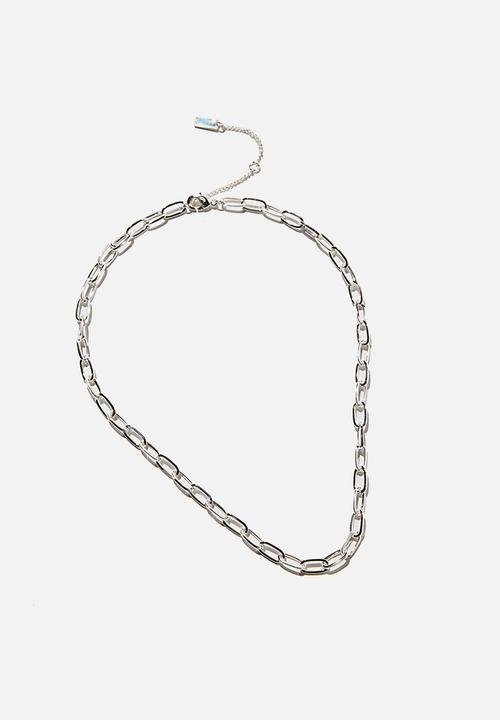 Rubi - Premium single chain necklace - sterling silver plated open link