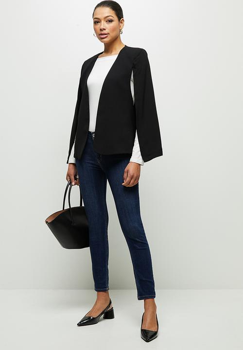 edit - Cape suit jacket - black