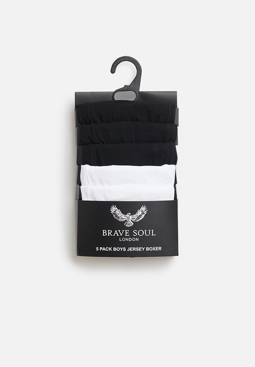 Brave Soul - Signature boys 5 pack boxers - black & white 