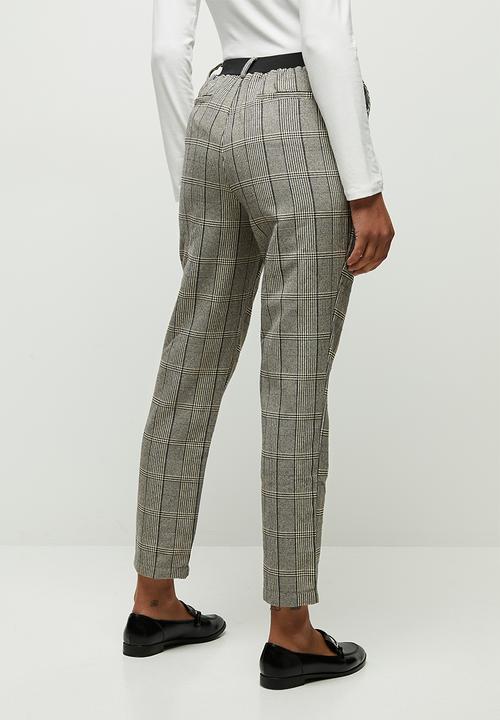 edit - Pull on check straight leg - grey 