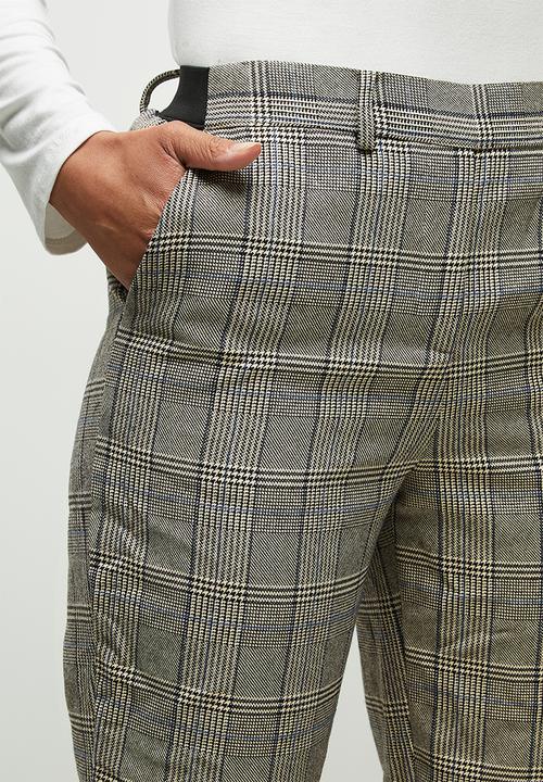 edit - Pull on check straight leg - grey 