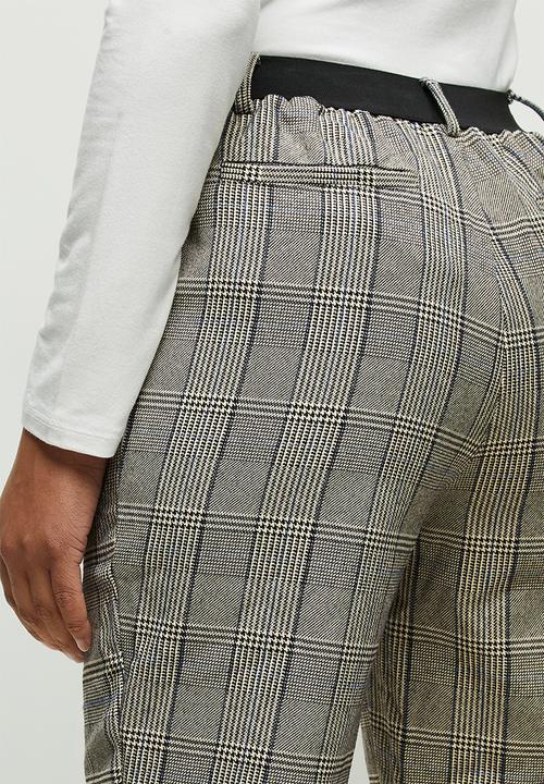 edit - Pull on check straight leg - grey 