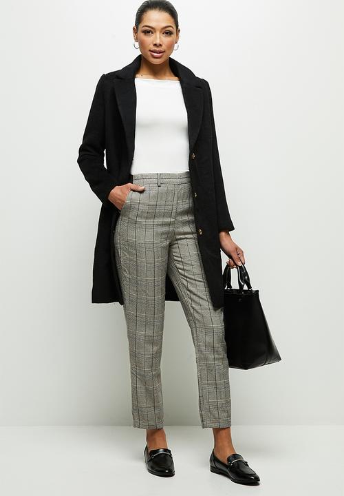 edit - Pull on check straight leg - grey 