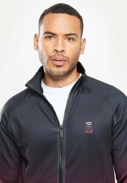 SOVIET - Ike zip through hoody - black & burgundy